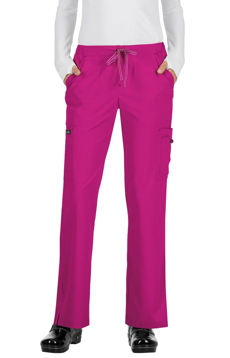 KOI Basics Holly Women's 8-Pocket Stretch Cargo Scrub Pants Azalea Pink Medium Tall - Image 1